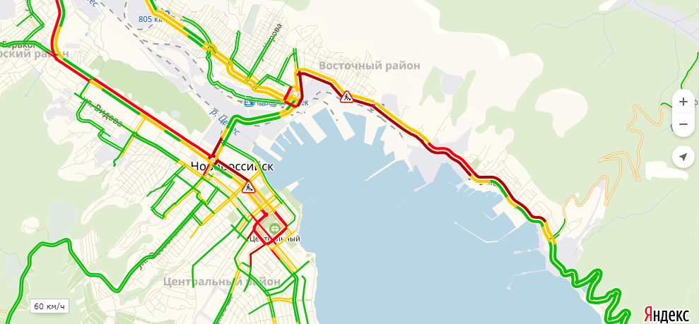Карта новороссийска с пробками